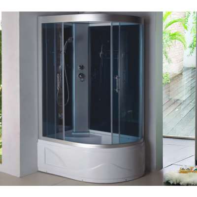 Freestanding Sliding Door Enclosed Steam Shower Room With Whirlpool Bathtub